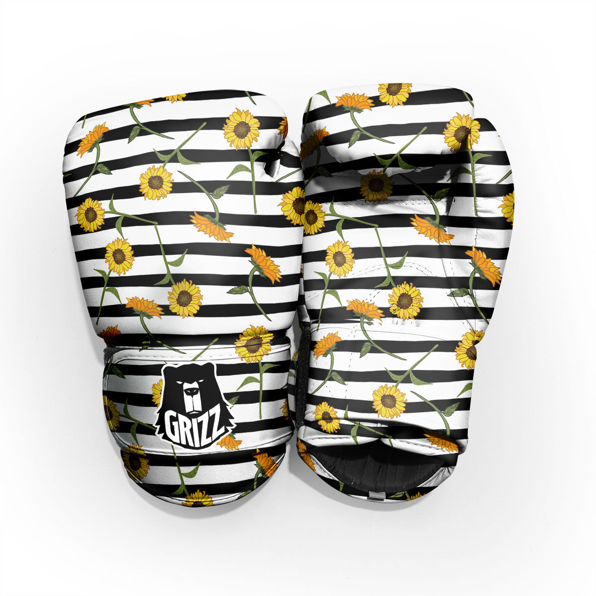 Stripe Sunflower White And Black Print Pattern Pro Boxing Glove