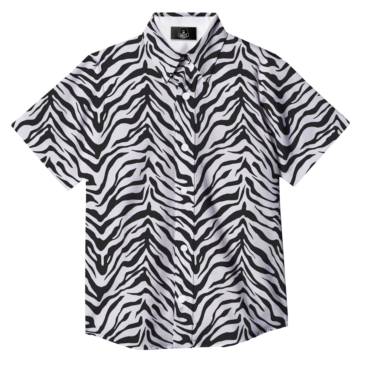 Stripe White Tiger Print Pattern Button Up Shirt-grizzshop