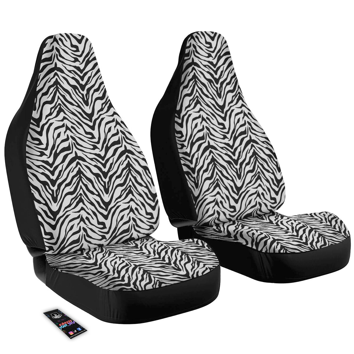 Stripe White Tiger Print Pattern Car Seat Covers-grizzshop