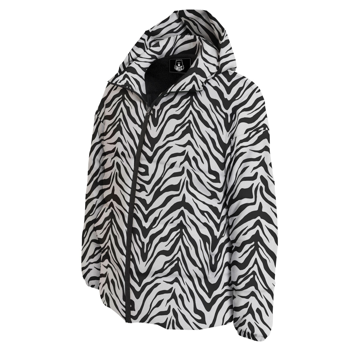 Stripe White Tiger Print Pattern Down Jacket-grizzshop