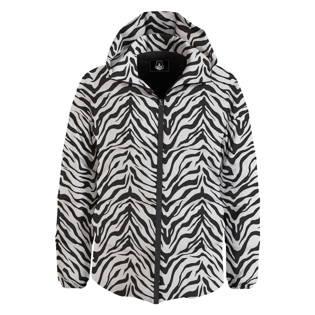 Stripe White Tiger Print Pattern Down Jacket-grizzshop