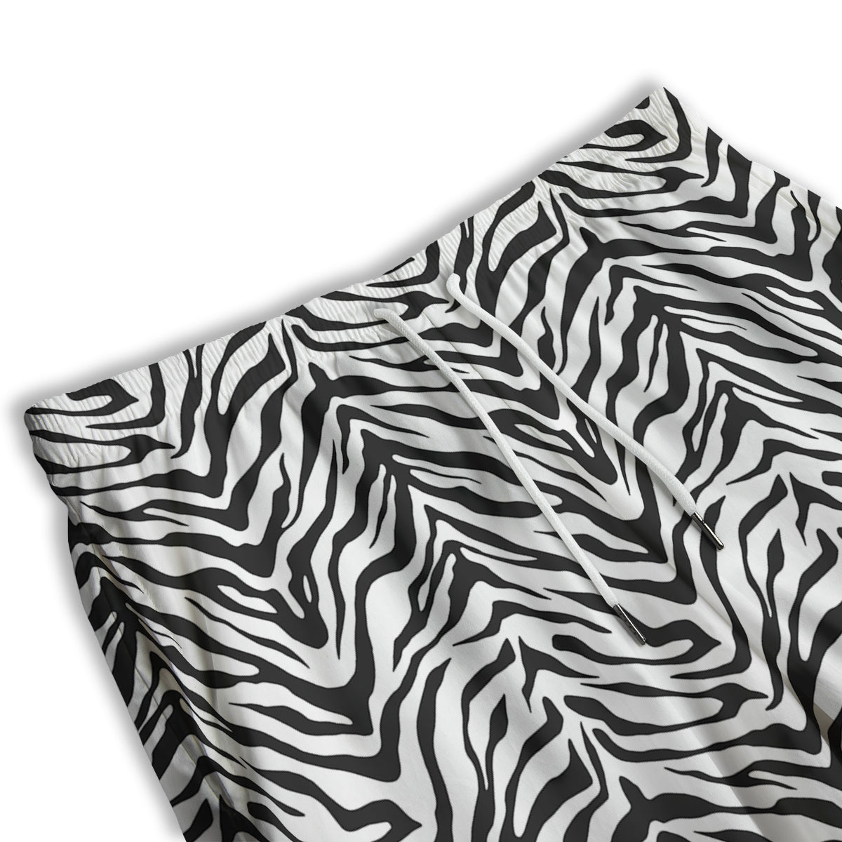 Stripe White Tiger Print Pattern Men's Athletic Shorts