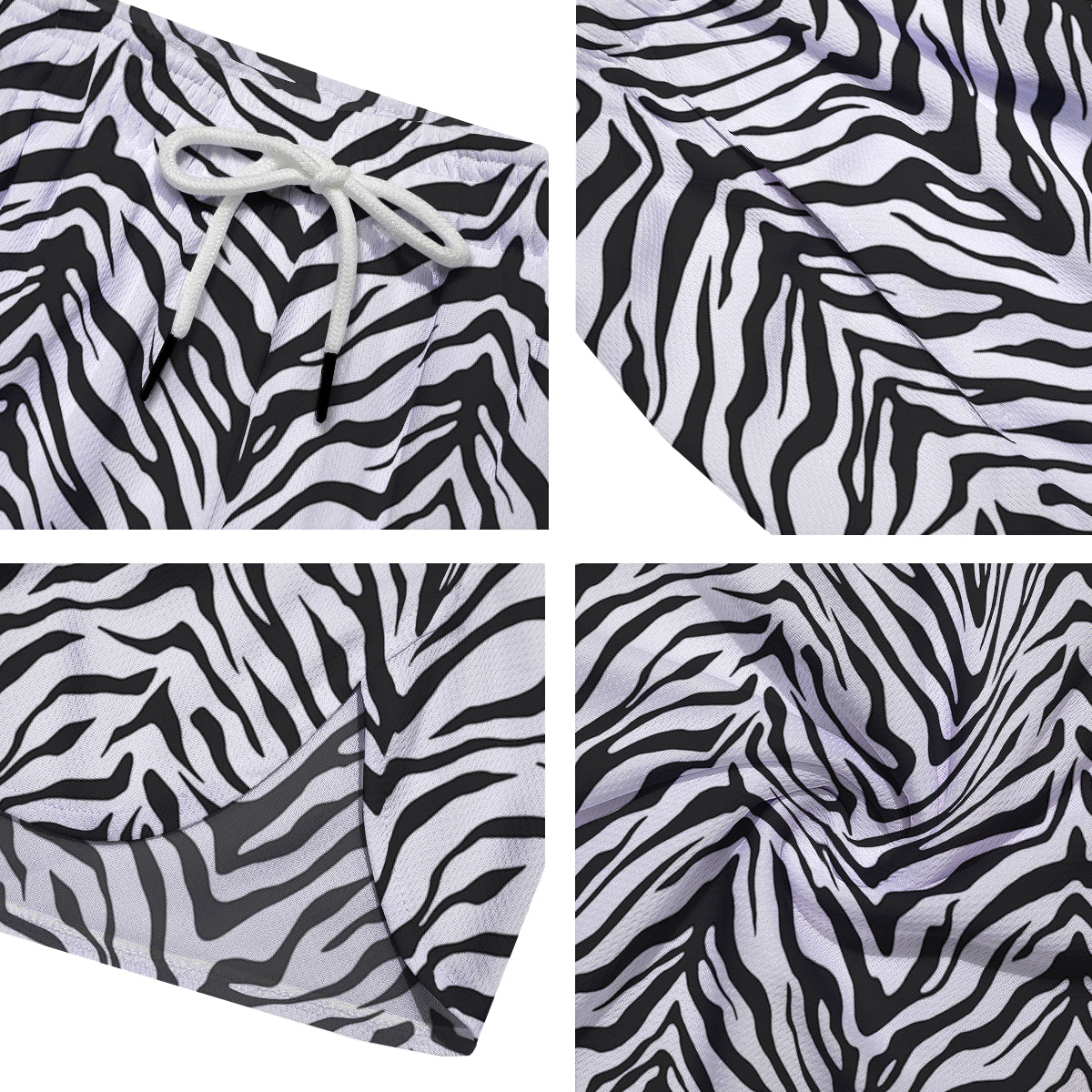 Stripe White Tiger Print Pattern Men's Running Shorts-grizzshop