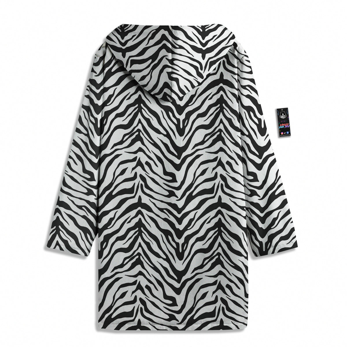 Stripe White Tiger Print Pattern Men's Windbreaker Jacket-grizzshop