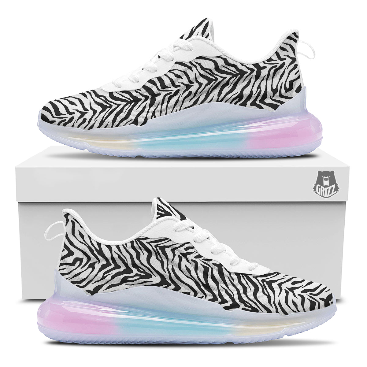 Stripe White Tiger Print Pattern Running Sneakers-grizzshop