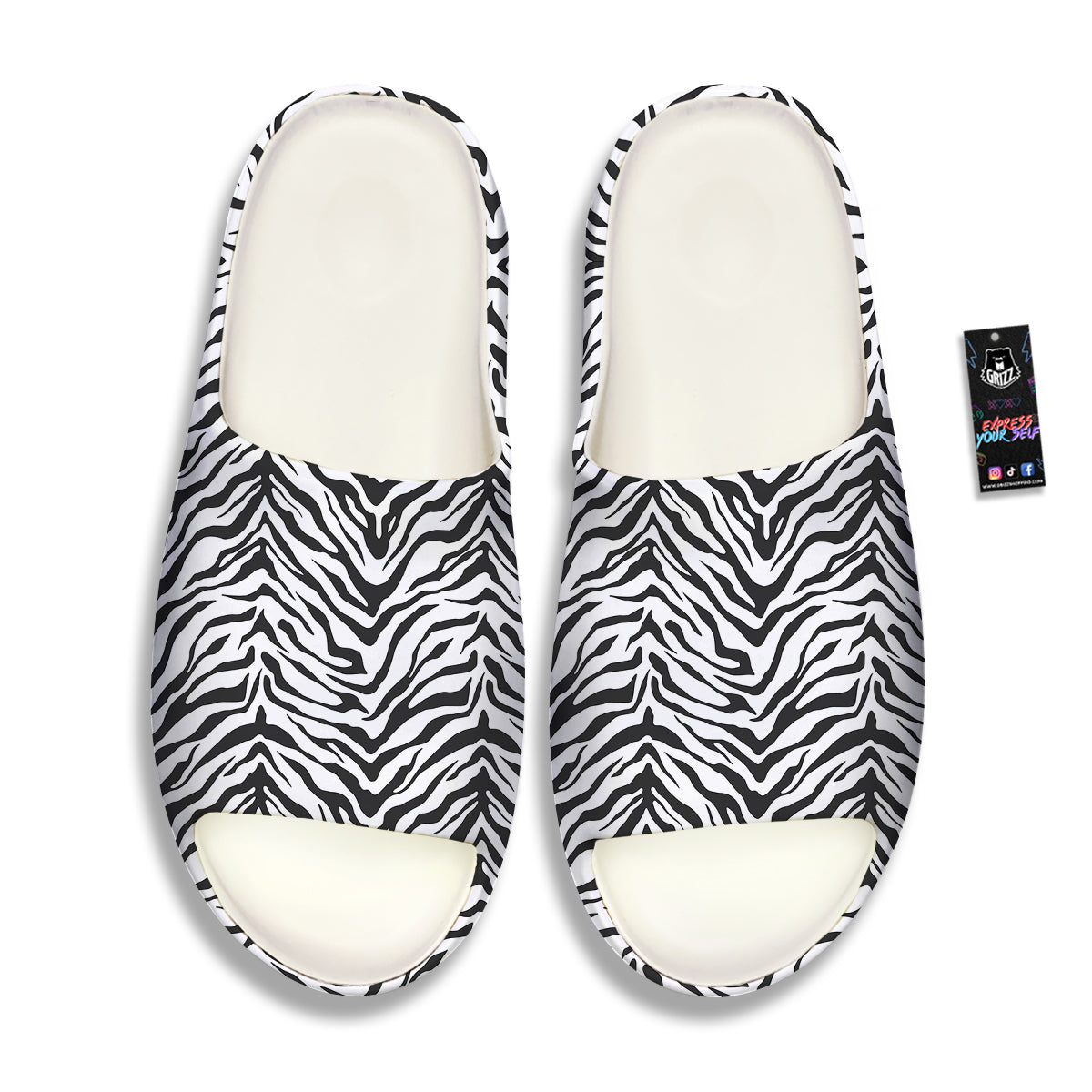 Stripe White Tiger Print Pattern Sandals-grizzshop
