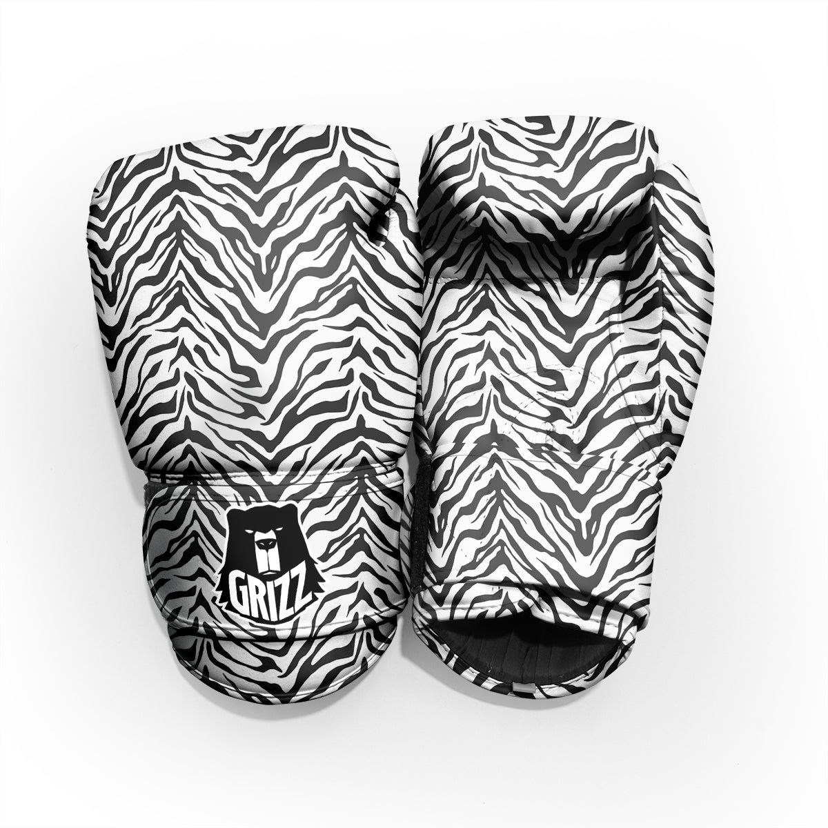 Stripe White Tiger Print Pattern Pro Boxing Glove