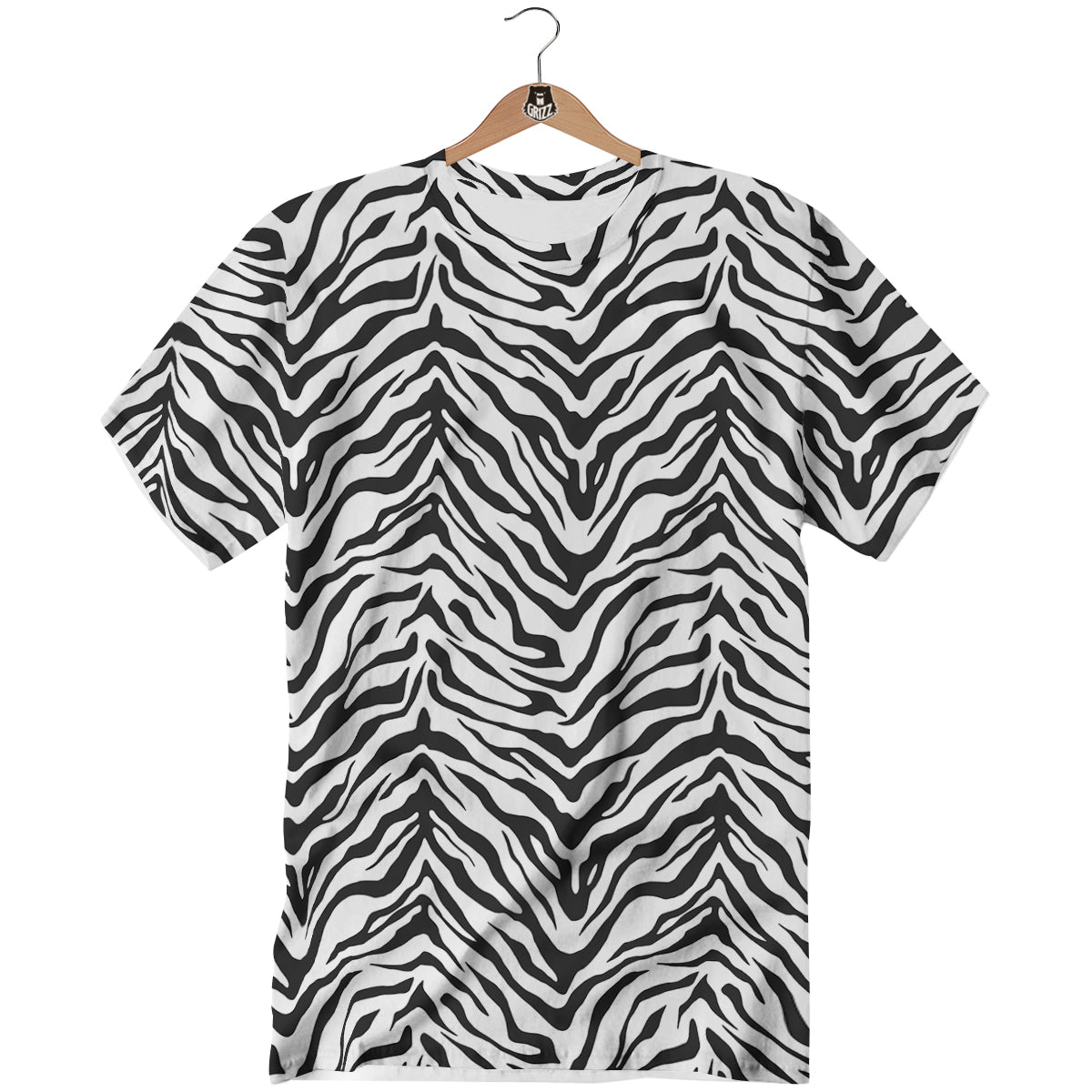 Stripe White Tiger Print Pattern T-Shirt-grizzshop