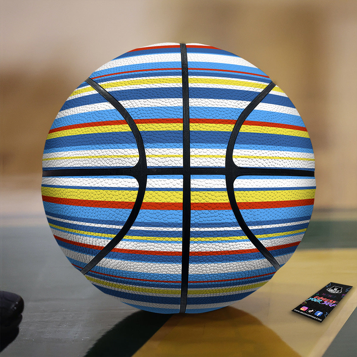 Stripe Autism Awareness Color Print Pattern Basketball