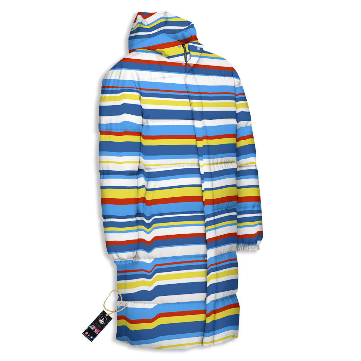 Stripe Autism Awareness Color Print Pattern Long Down Jacket