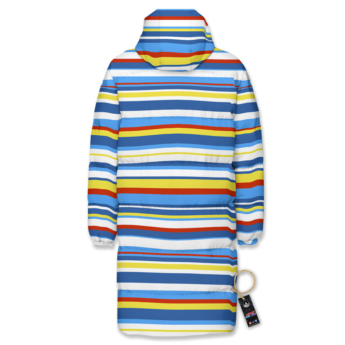 Stripe Autism Awareness Color Print Pattern Long Down Jacket