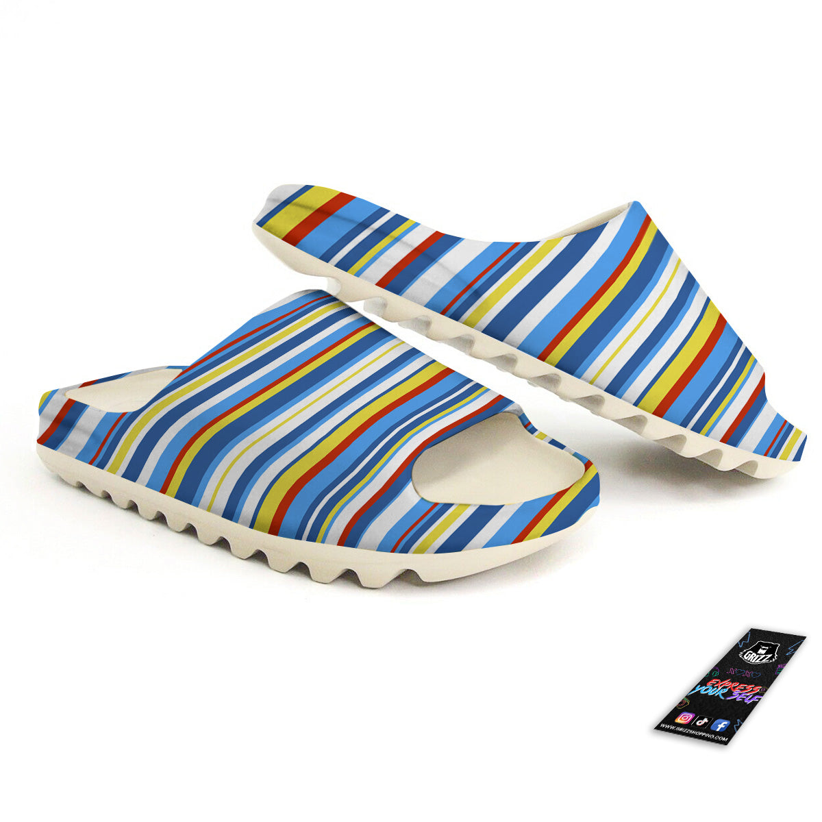 Stripe Autism Awareness Color Print Pattern Sandals-grizzshop