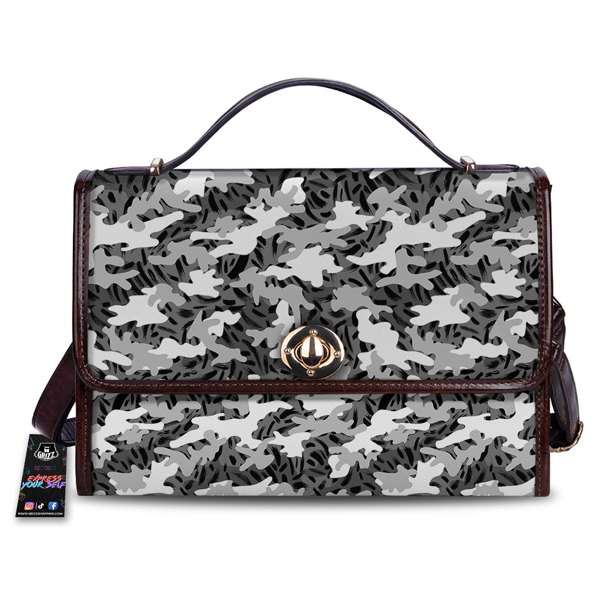 Stripe Camo Winter Tiger Print Pattern Women's Satchel Bag