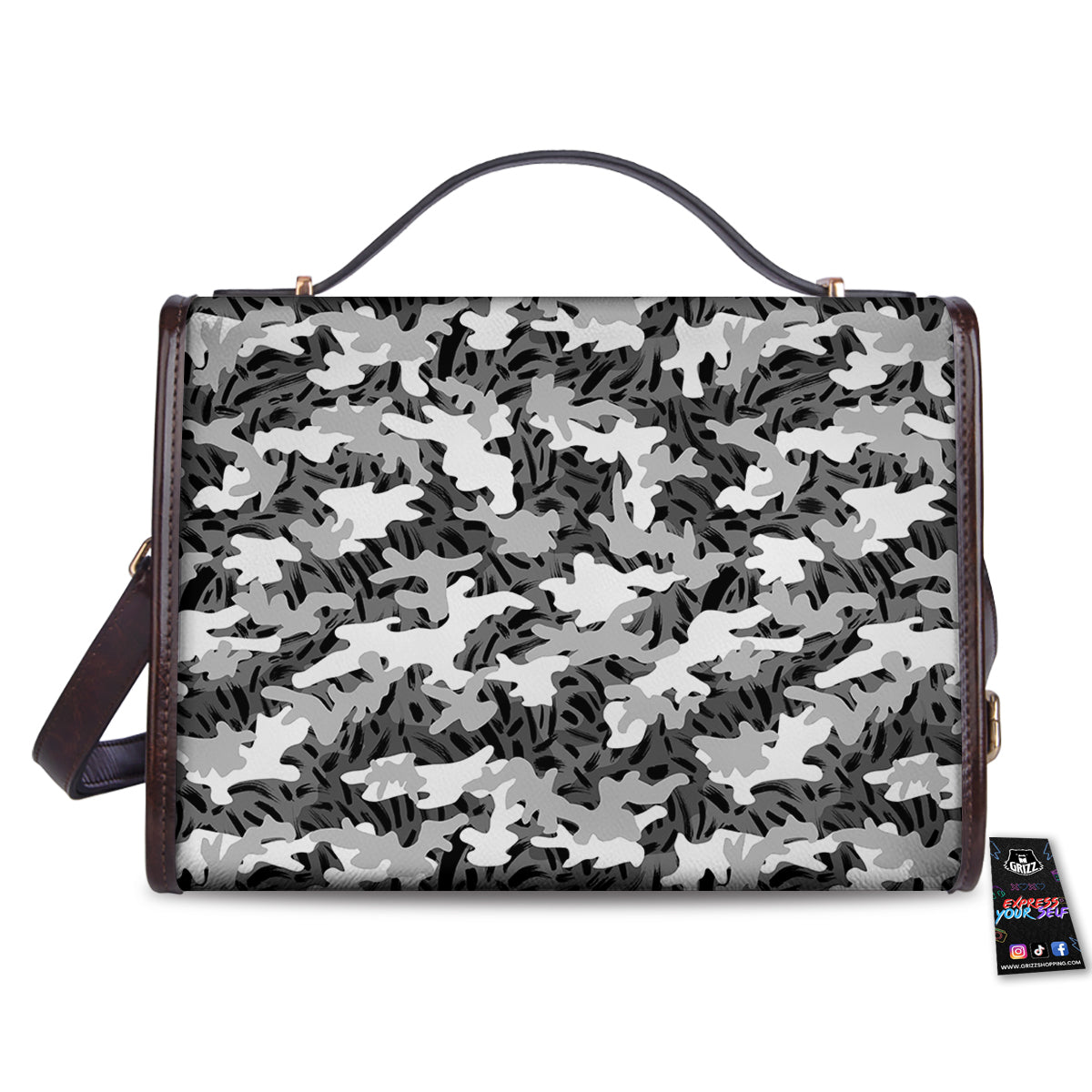 Stripe Camo Winter Tiger Print Pattern Women's Satchel Bag