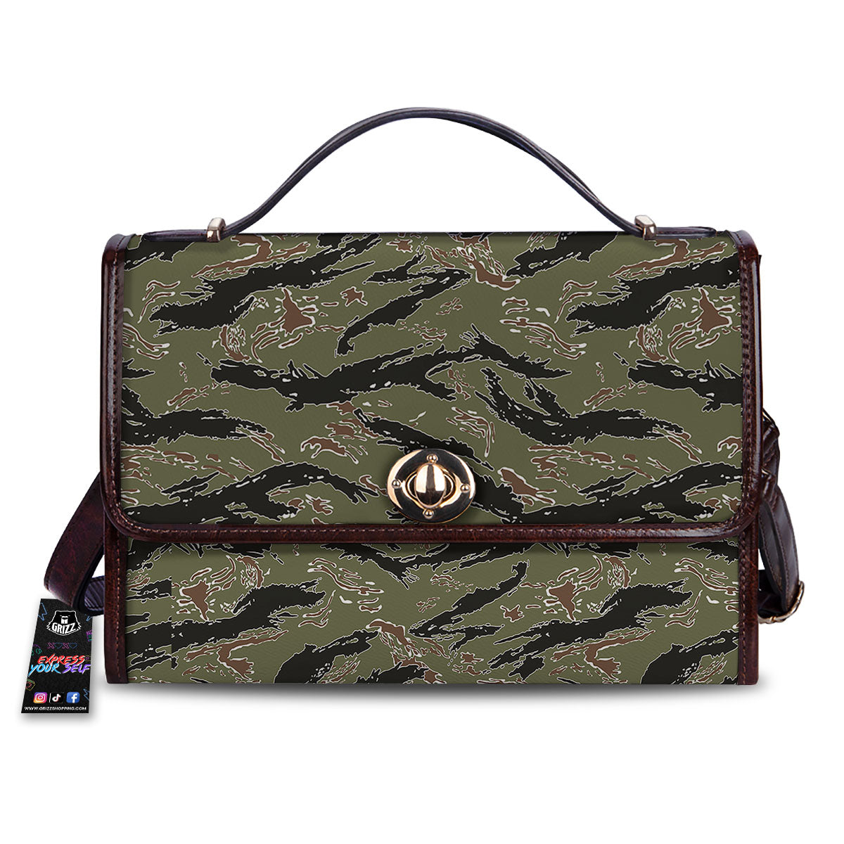 Stripe Camouflage Military Tiger Print Women's Satchel Bag