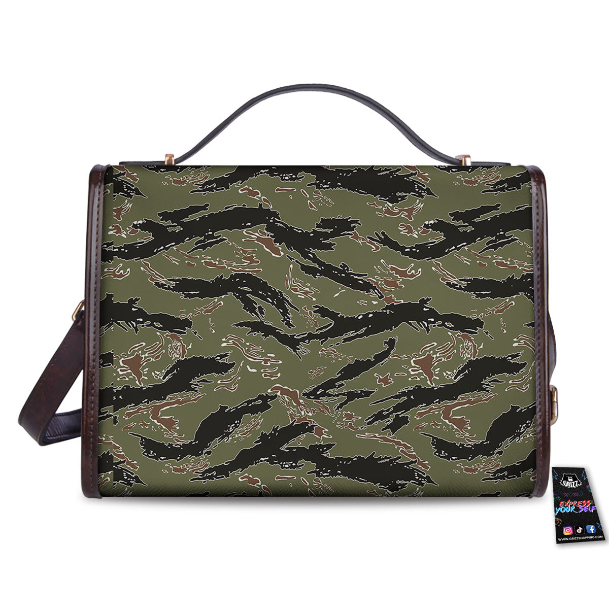 Stripe Camouflage Military Tiger Print Women's Satchel Bag