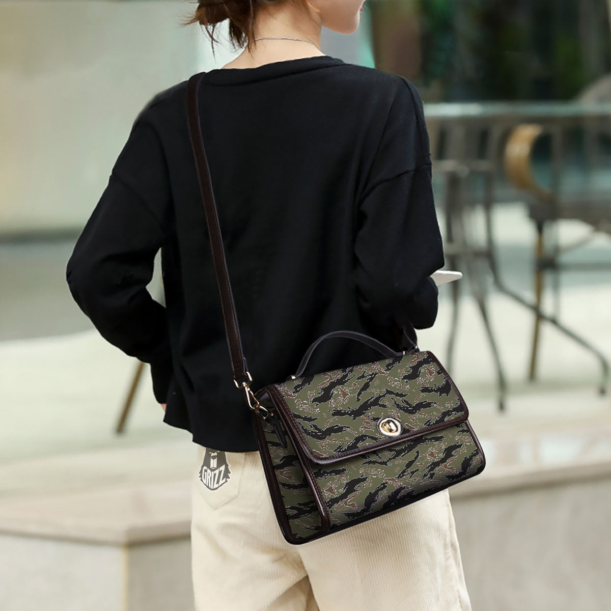 Stripe Camouflage Military Tiger Print Women's Satchel Bag