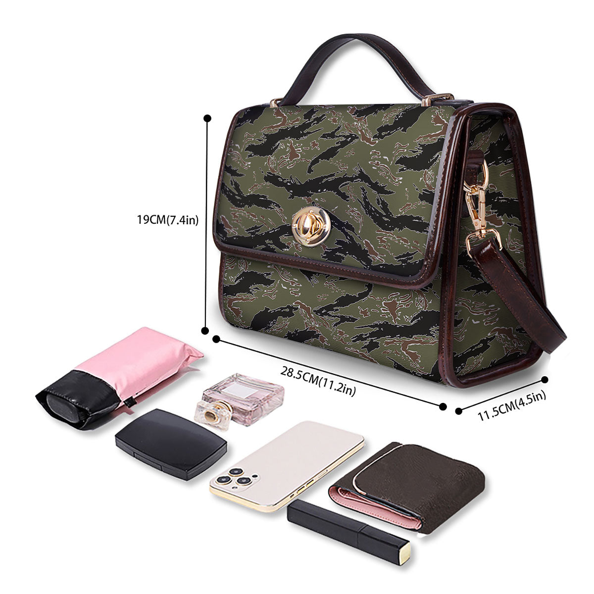 Stripe Camouflage Military Tiger Print Women's Satchel Bag