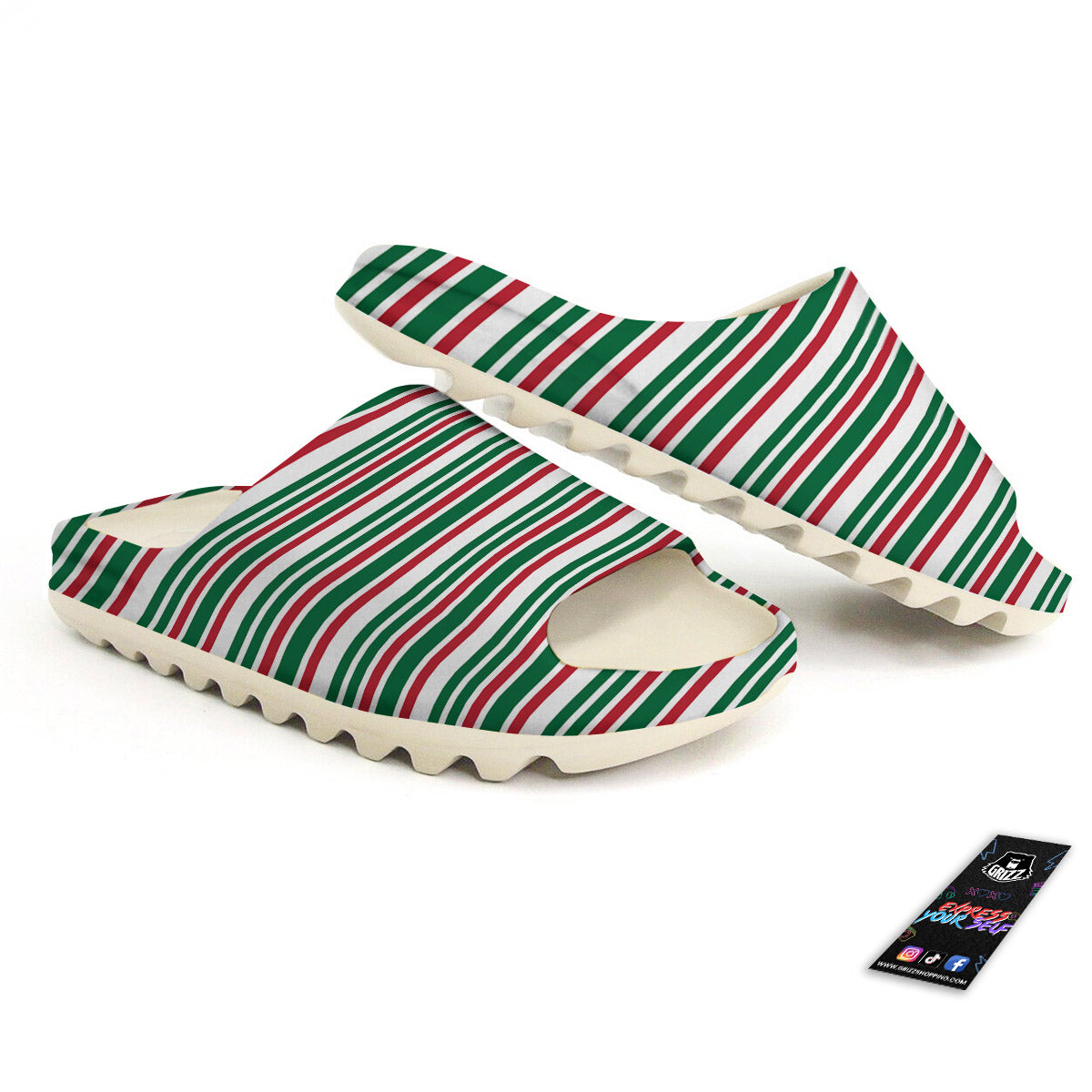 Stripe Candy Cane Print Pattern Sandals-grizzshop