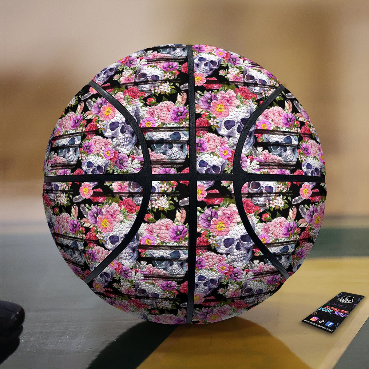 Striped Aloha Skull Print Pattern Basketball-grizzshop