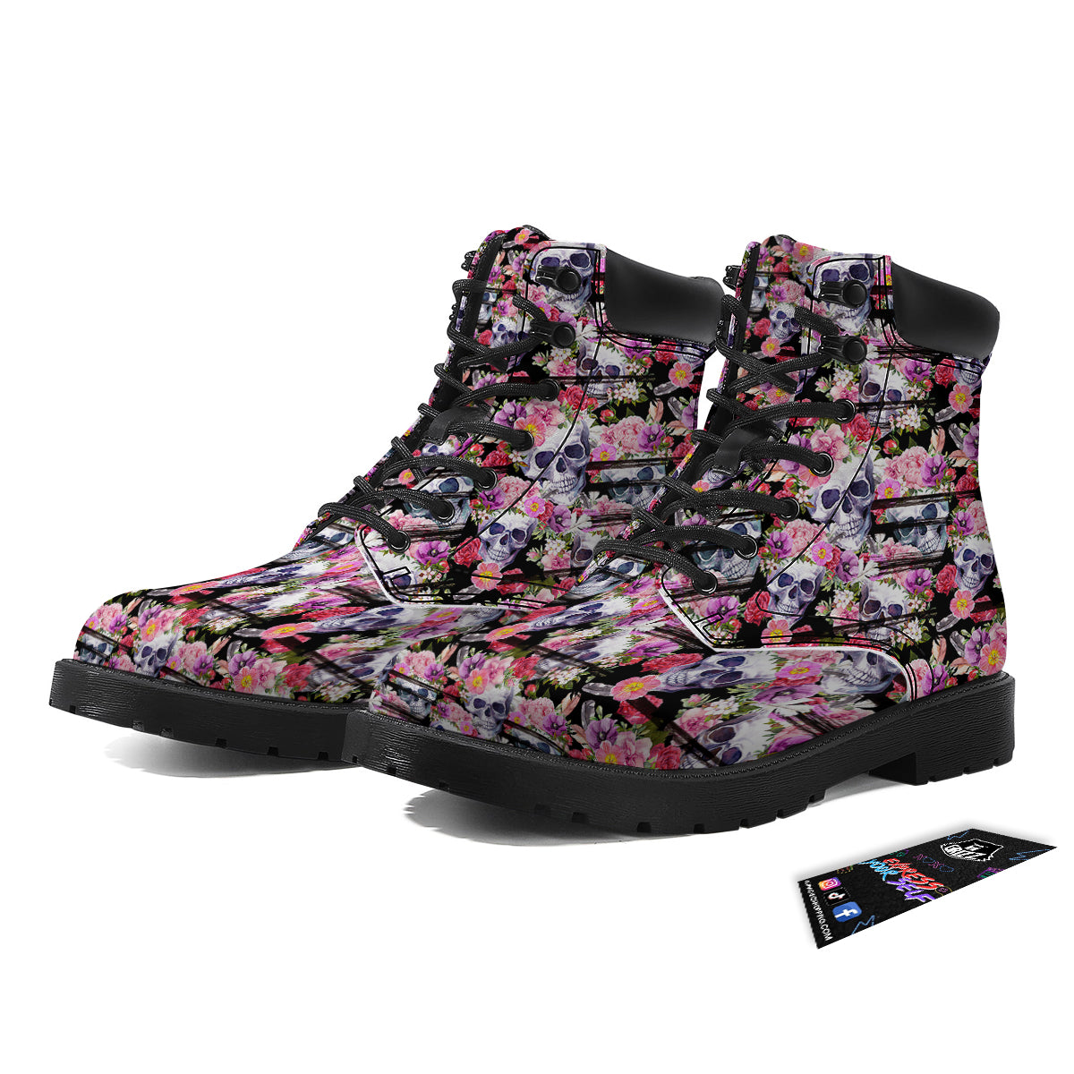 Striped Aloha Skull Print Pattern Boots-grizzshop