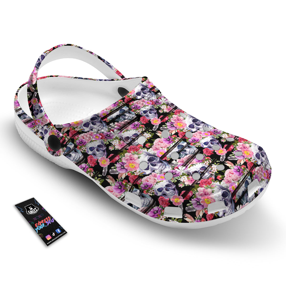 Striped Aloha Skull Print Pattern Clog-grizzshop