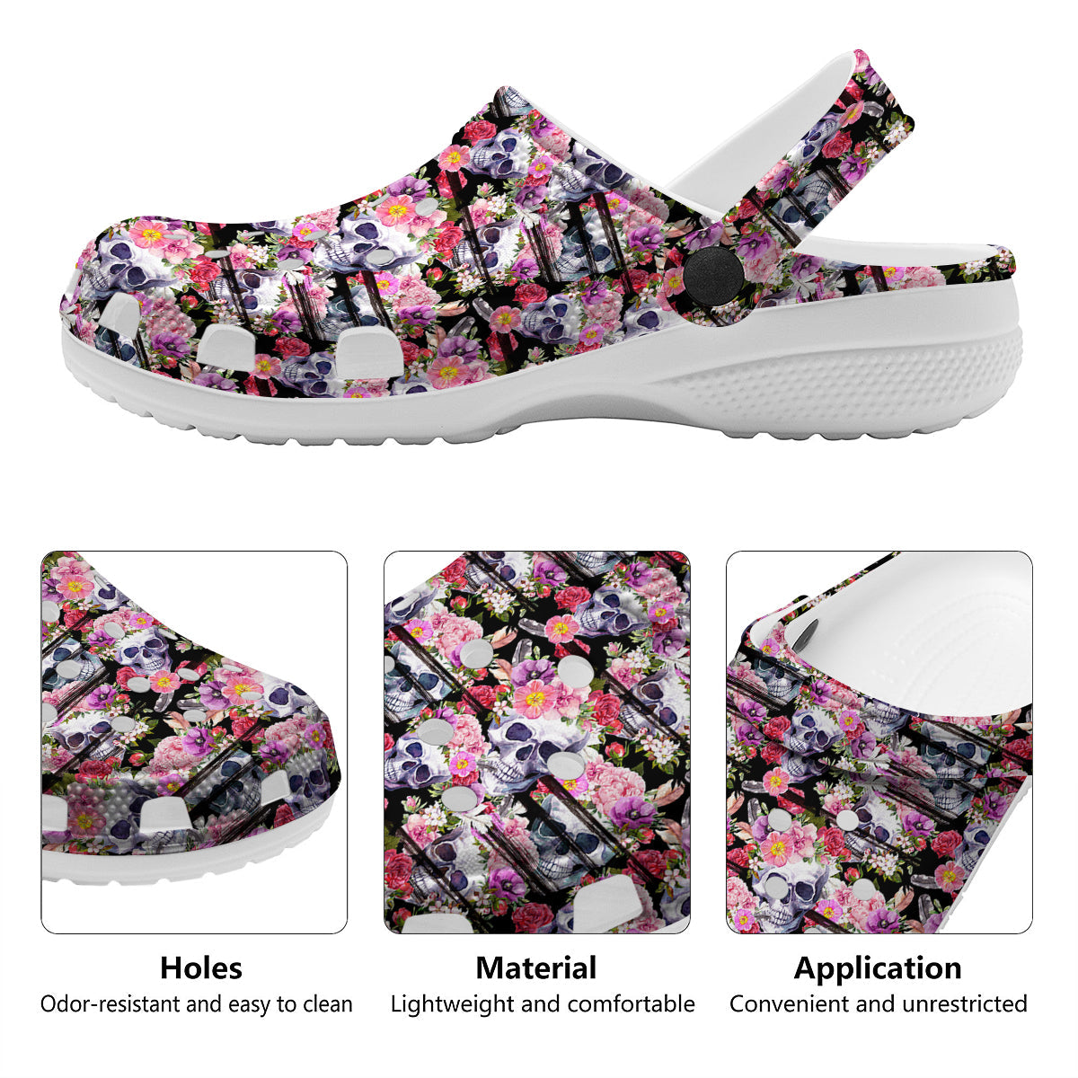 Striped Aloha Skull Print Pattern Clog-grizzshop