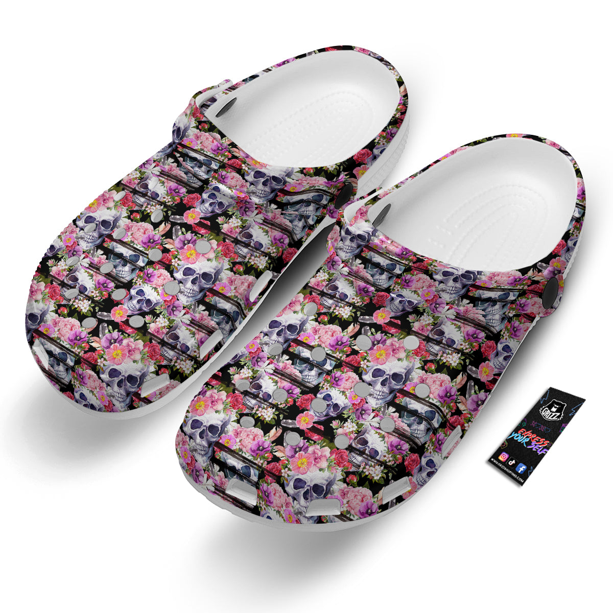 Striped Aloha Skull Print Pattern Clog-grizzshop