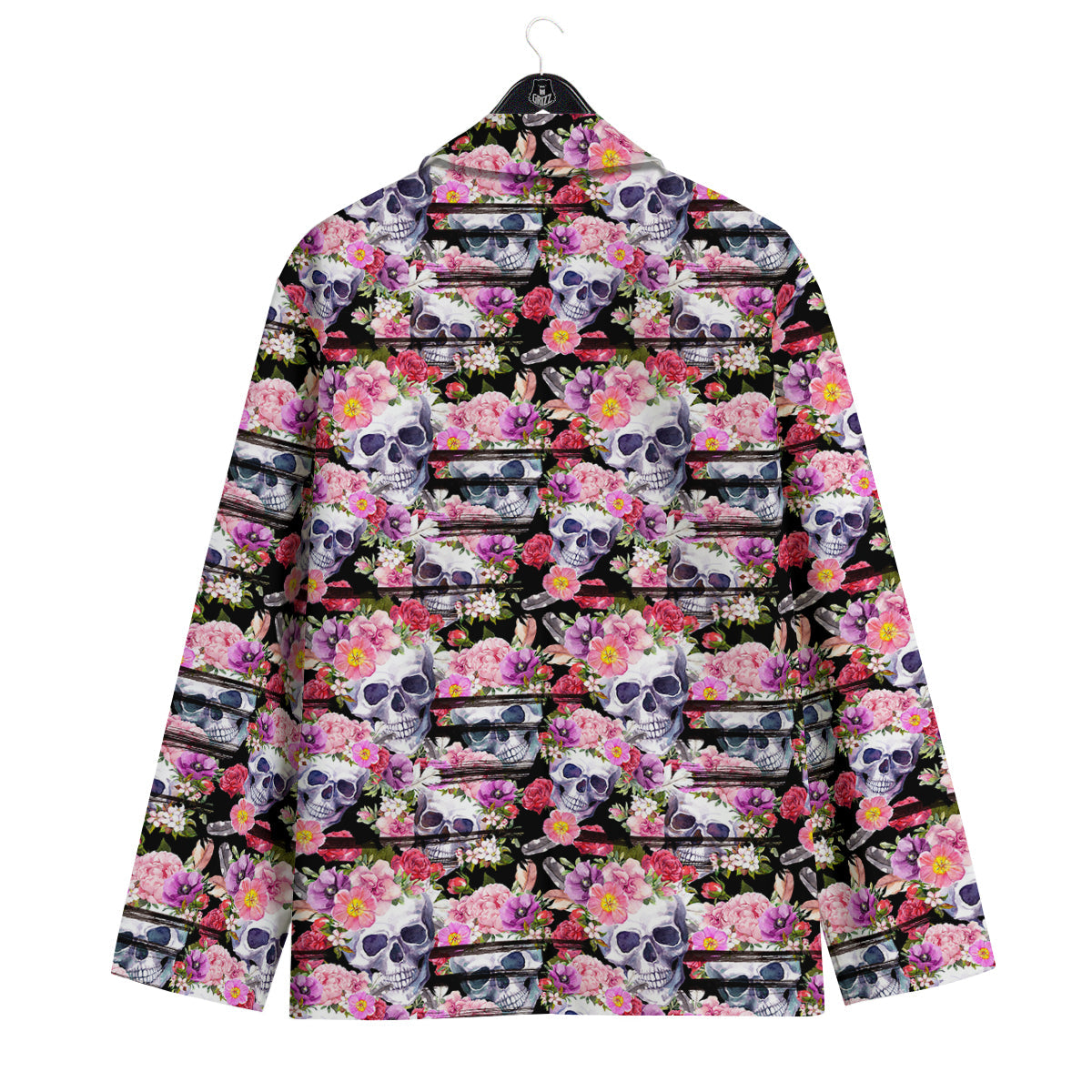Striped Aloha Skull Print Pattern Men's Sport Coat-grizzshop
