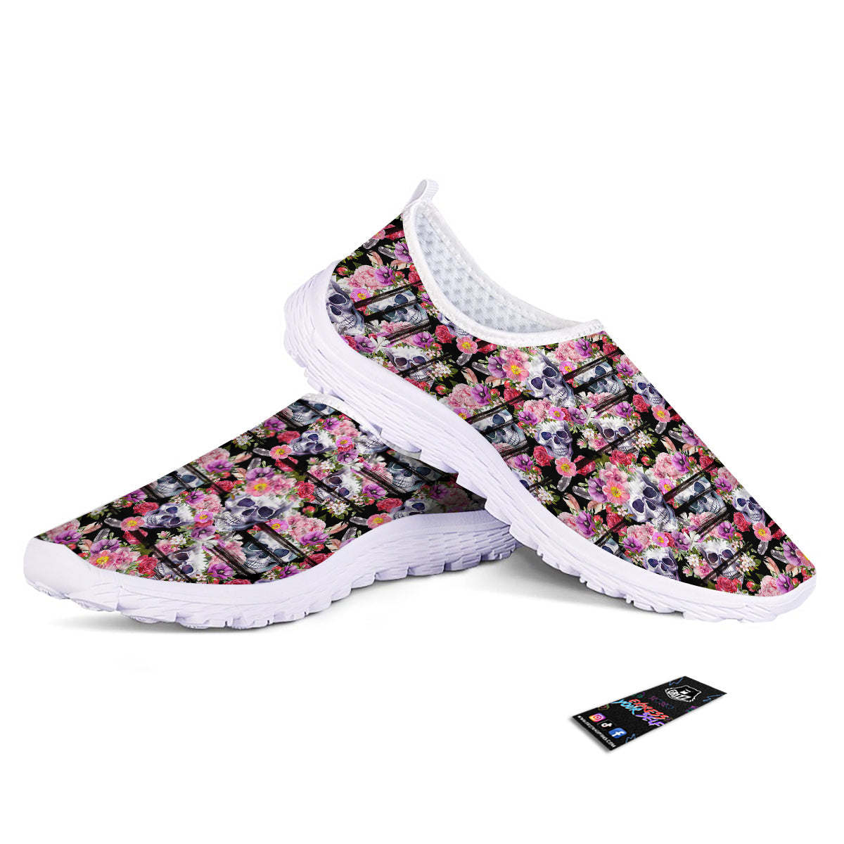 Striped Aloha Skull Print Pattern Nurse Shoes-grizzshop