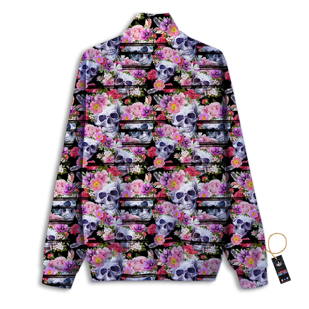 Striped Aloha Skull Print Pattern Track Jacket-grizzshop