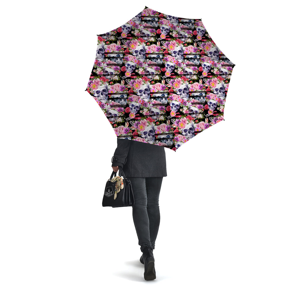 Striped Aloha Skull Print Pattern Umbrella-grizzshop