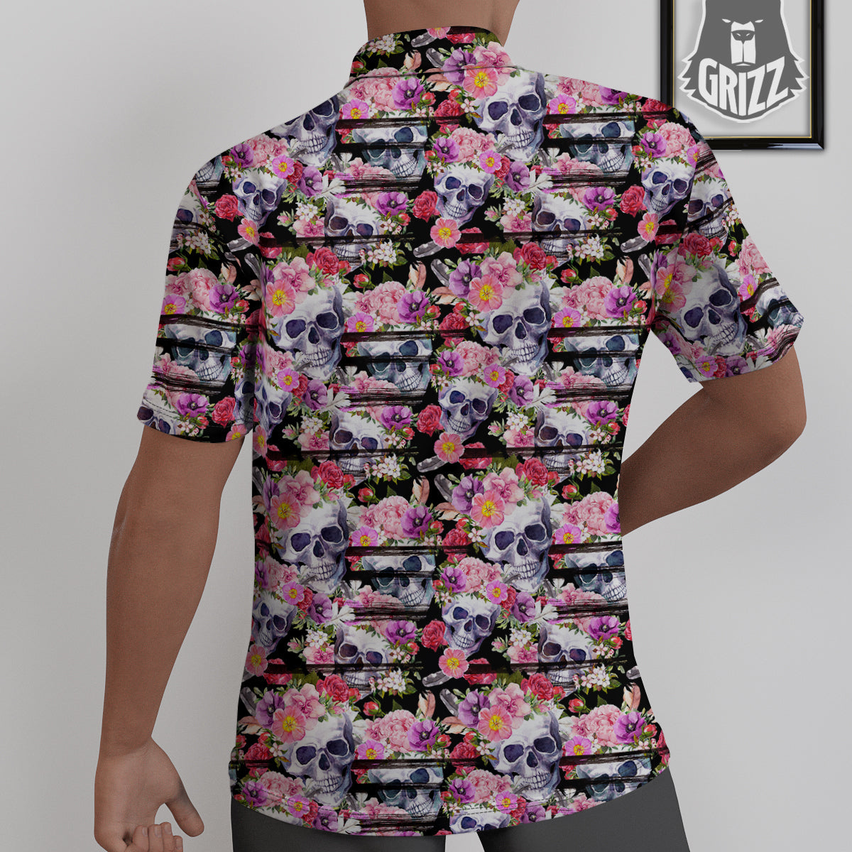 Striped Aloha Skull Print Pattern Untucked Shirts-grizzshop