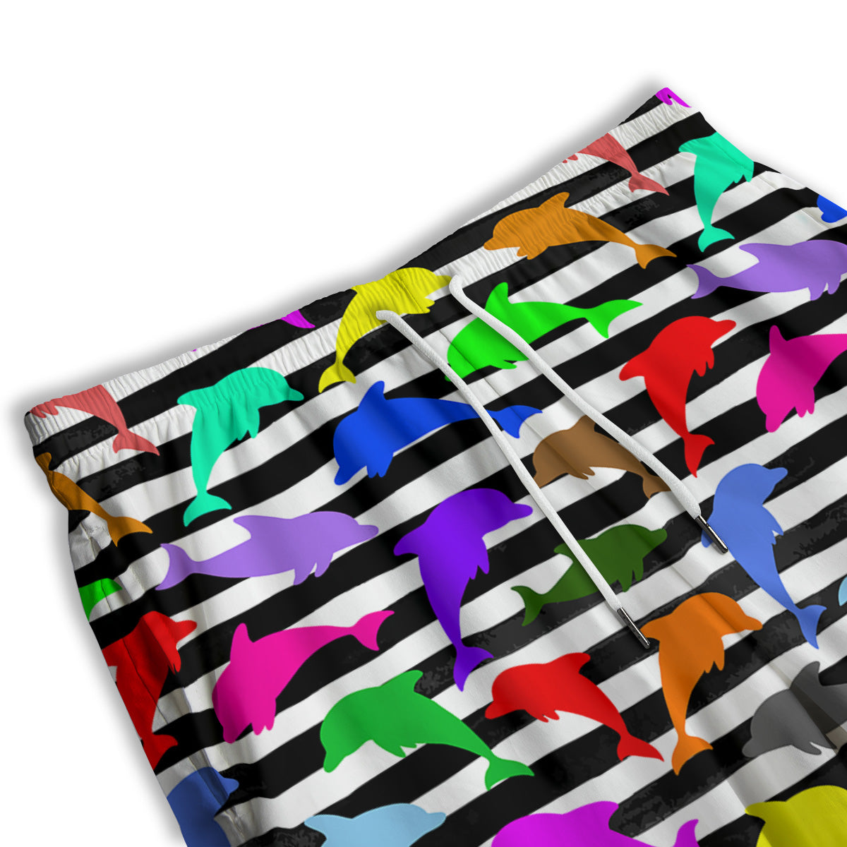 Striped And Colorful Dolphin Print Pattern Men's Athletic Shorts