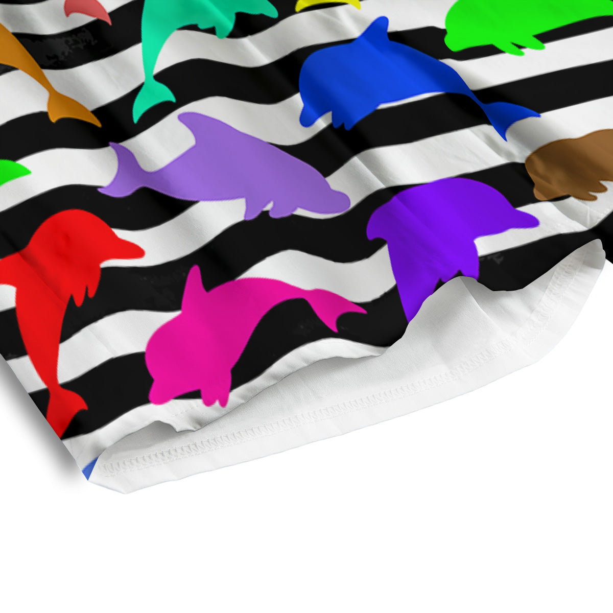 Striped And Colorful Dolphin Print Pattern Men's Athletic Shorts