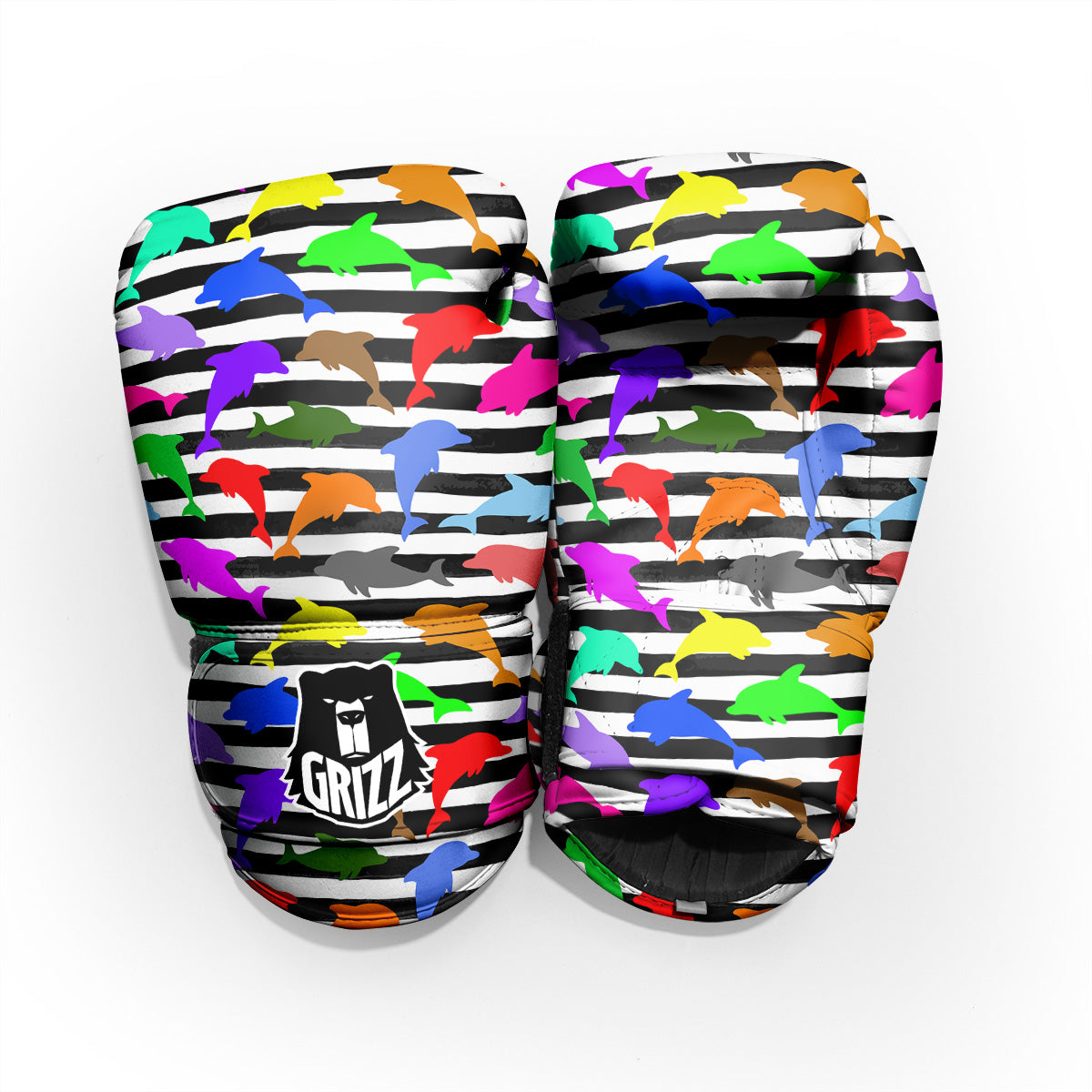 Striped And Colorful Dolphin Print Pattern Pro Boxing Glove