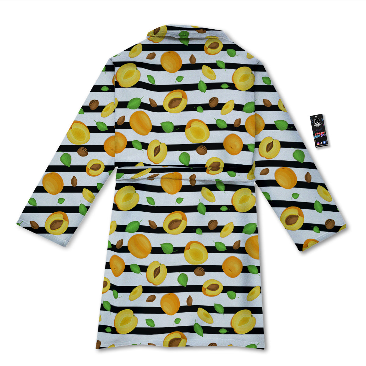 Striped Apricot Print Pattern Bathrobe-grizzshop