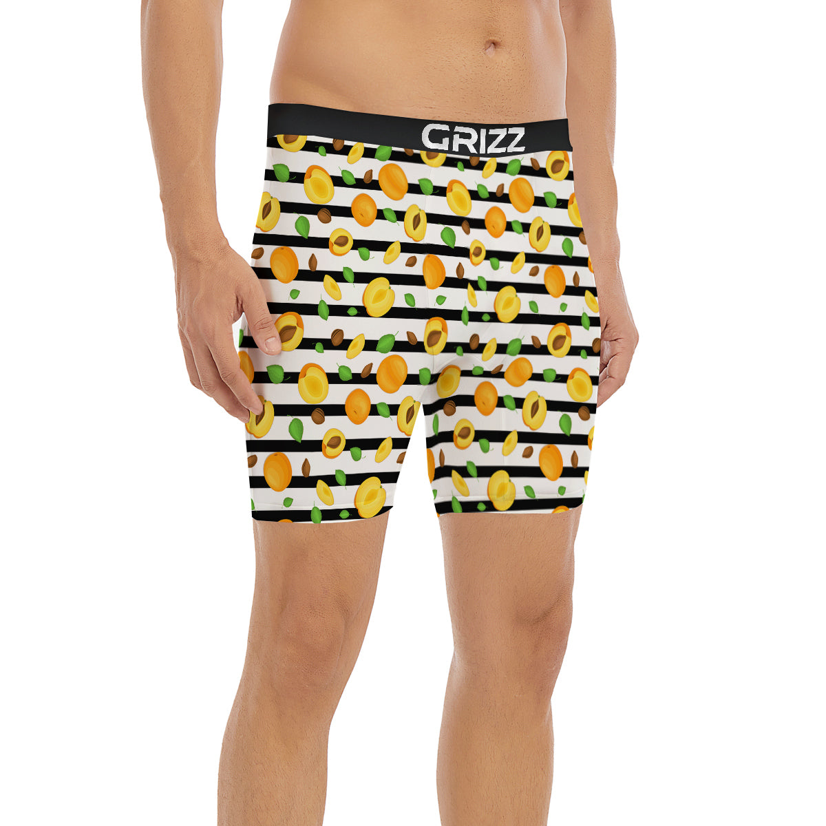 Striped Apricot Print Pattern Boxer Briefs-grizzshop