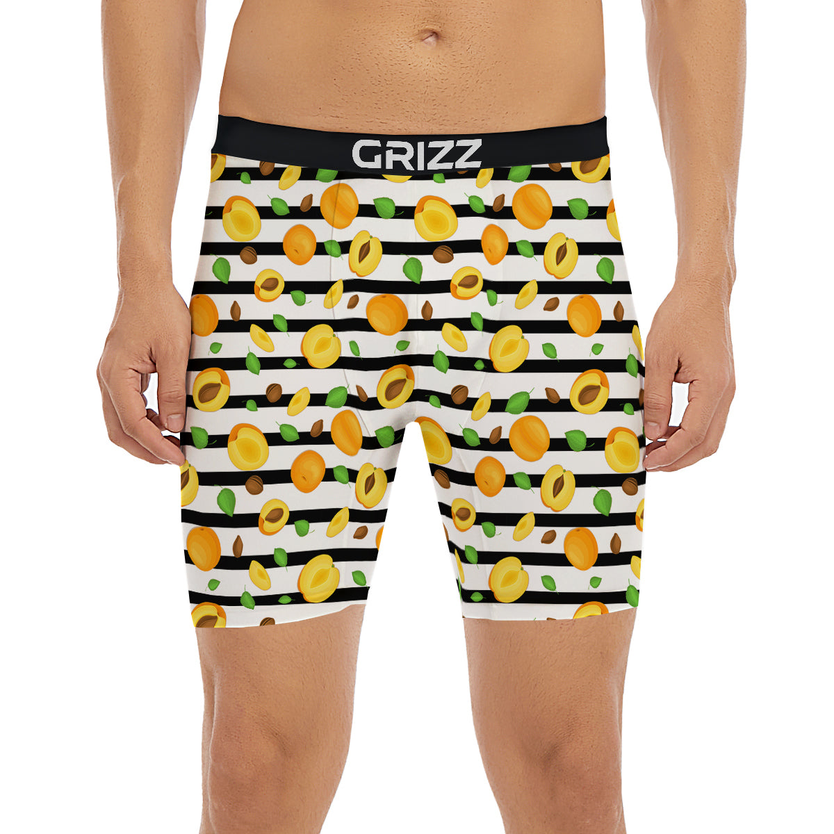 Striped Apricot Print Pattern Boxer Briefs-grizzshop