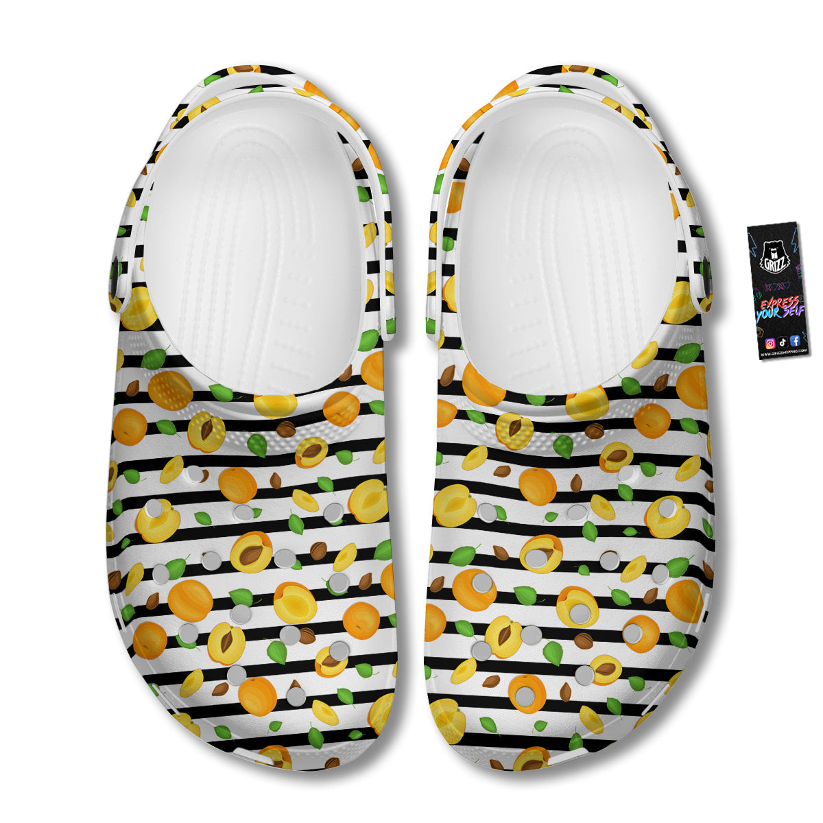 Striped Apricot Print Pattern Clog-grizzshop