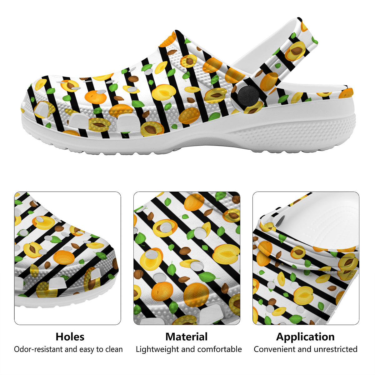 Striped Apricot Print Pattern Clog-grizzshop