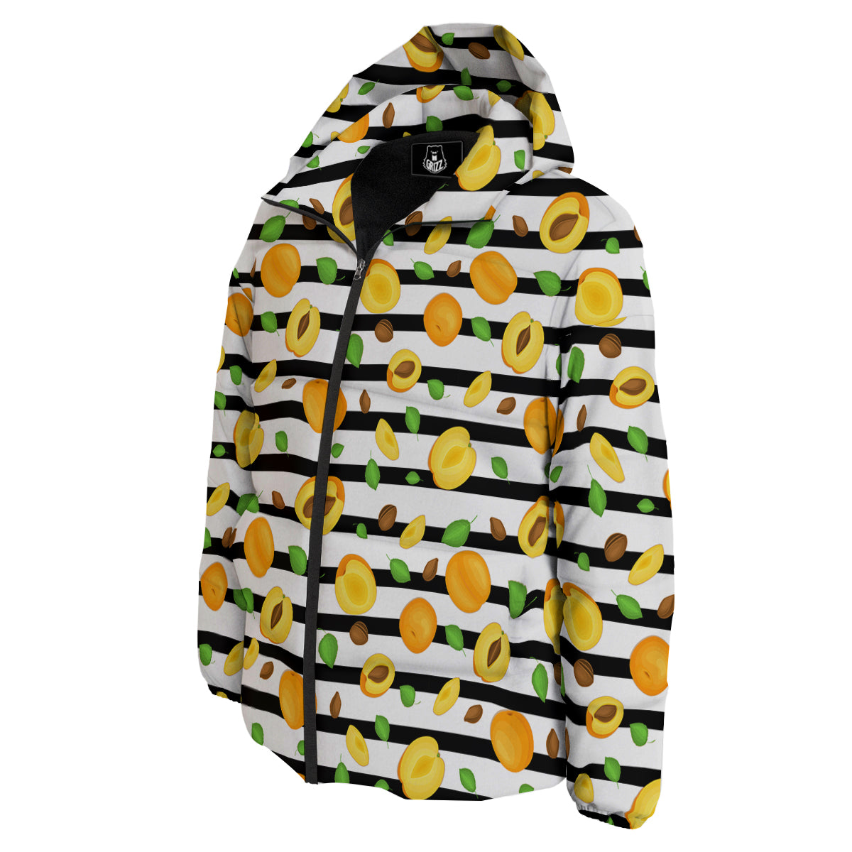 Striped Apricot Print Pattern Down Jacket-grizzshop
