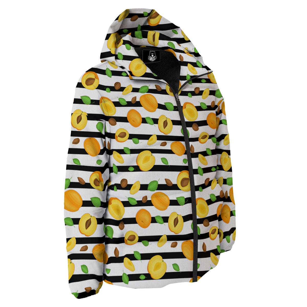 Striped Apricot Print Pattern Down Jacket-grizzshop