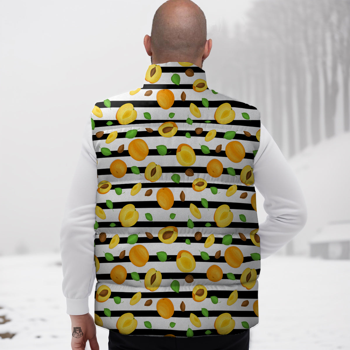 Striped Apricot Print Pattern Down Vest