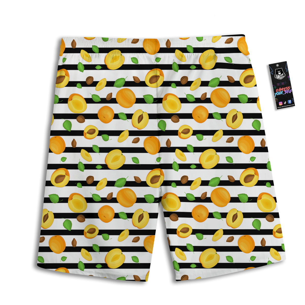 Striped Apricot Print Pattern Men's Athletic Shorts