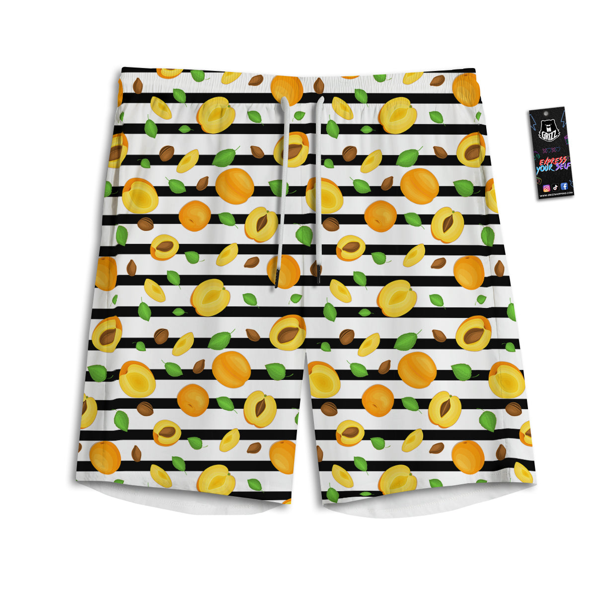 Striped Apricot Print Pattern Men's Athletic Shorts