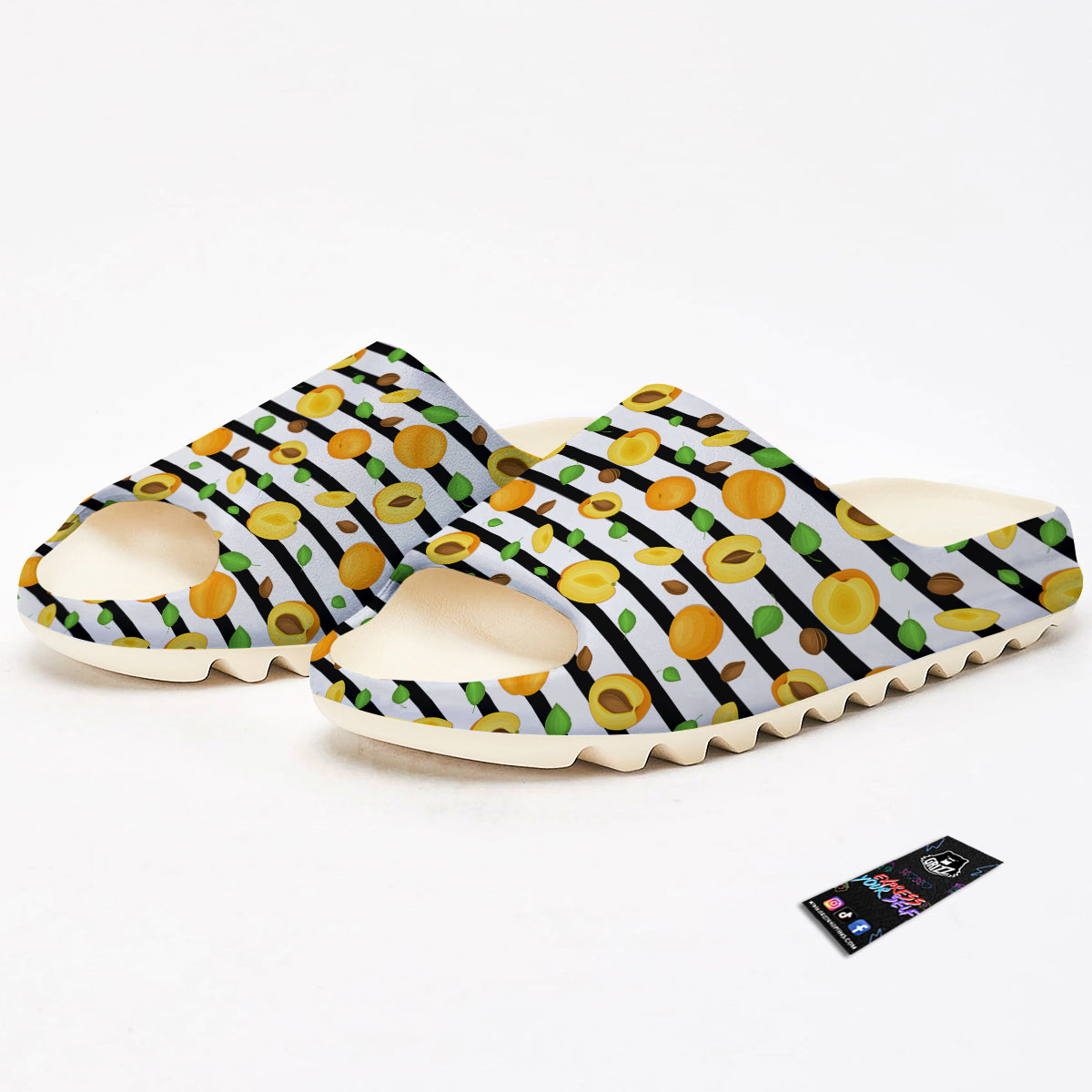 Striped Apricot Print Pattern Sandals-grizzshop