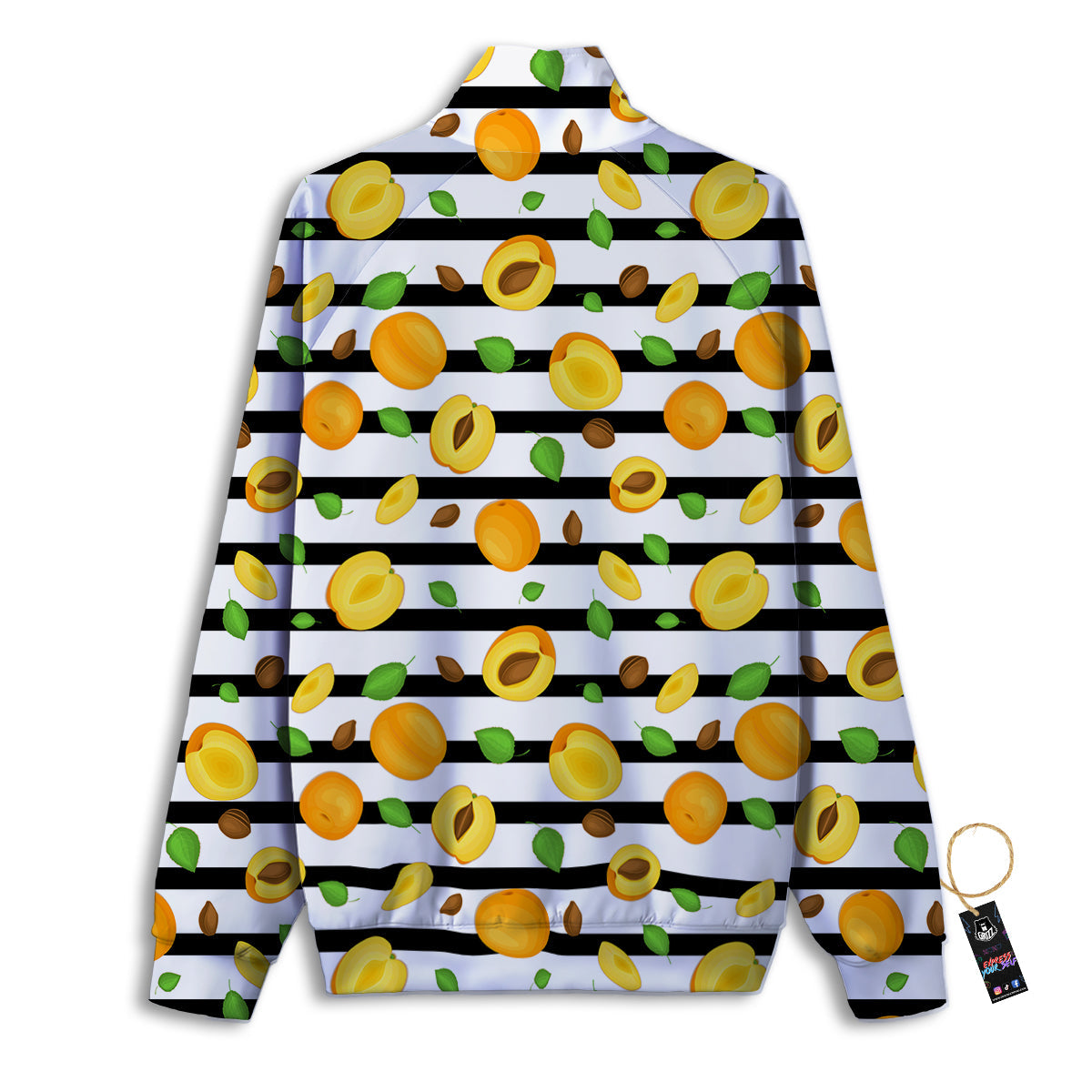 Striped Apricot Print Pattern Track Jacket-grizzshop