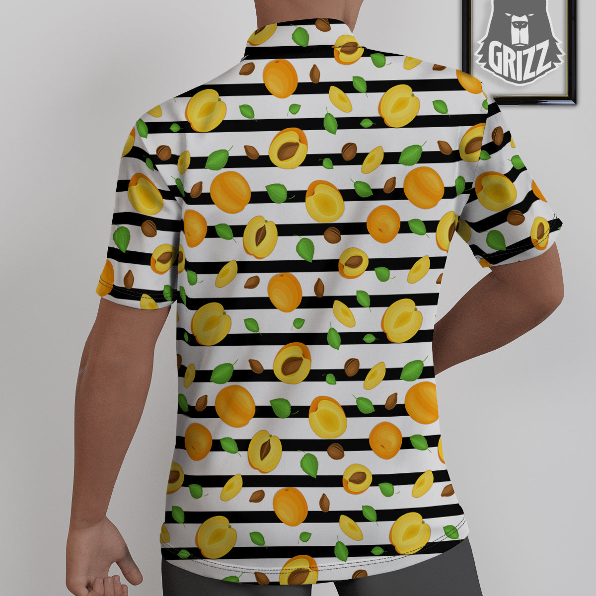 Striped Apricot Print Pattern Untucked Shirts-grizzshop