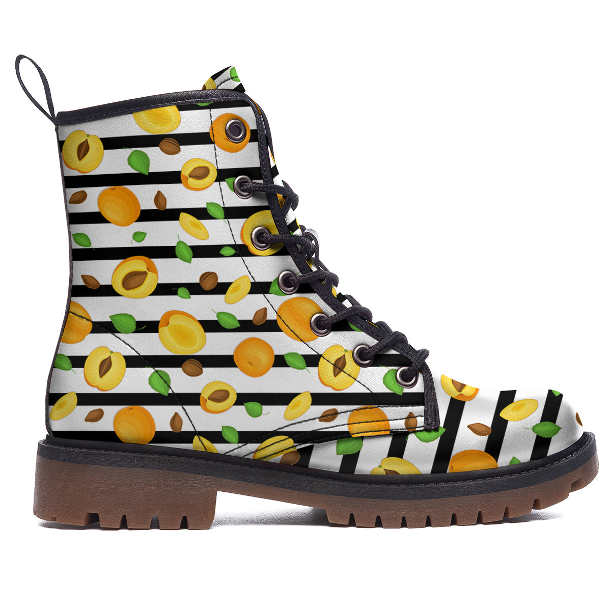 Striped Apricot Print Pattern Work Boots-grizzshop